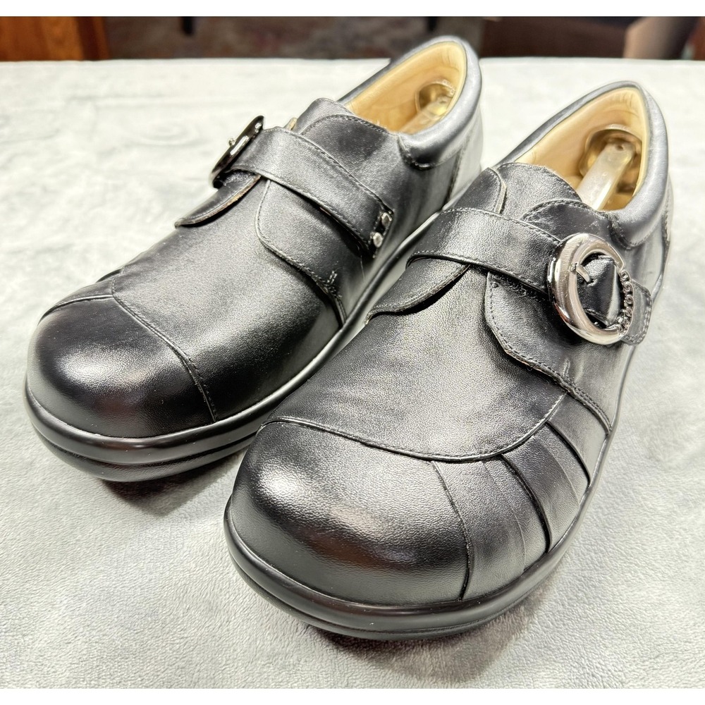 Alegria By PG Lite Shoes Womens Size 11 Black Leather Clog Slip On Comfort